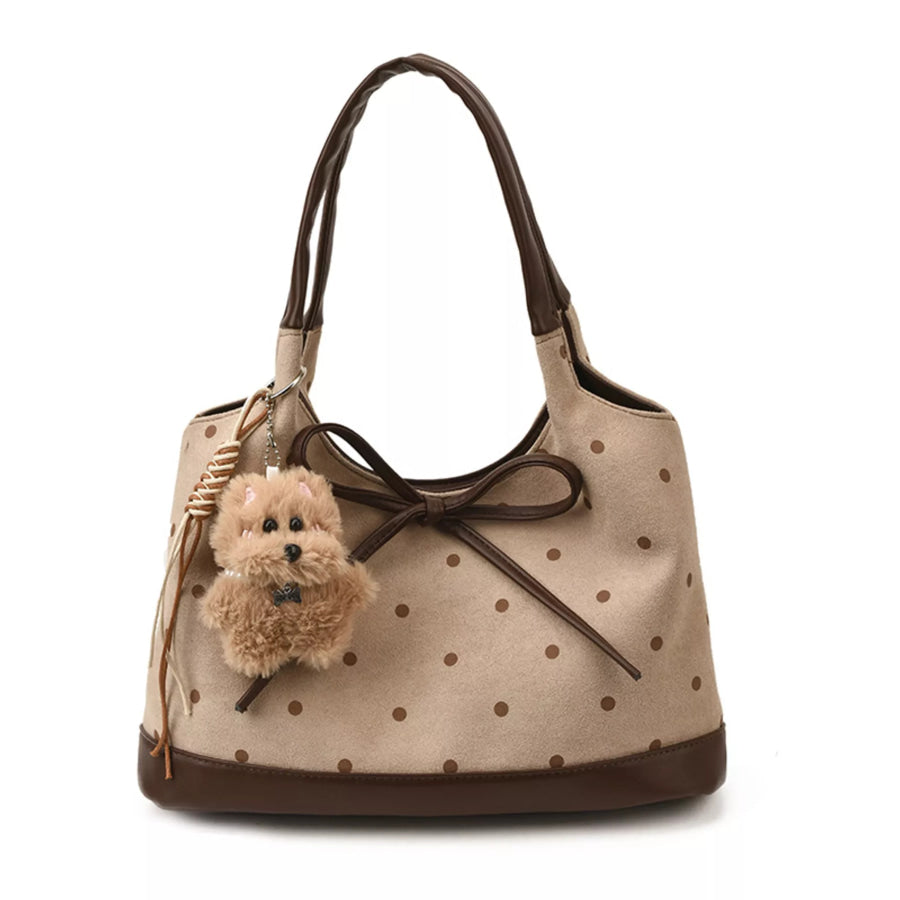 Polka Dot Bow Shoulder Bag Tan / One Size Apparel and Accessories
