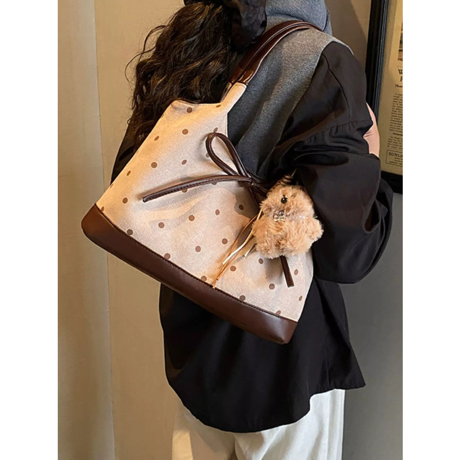 Polka Dot Bow Shoulder Bag Tan / One Size Apparel and Accessories