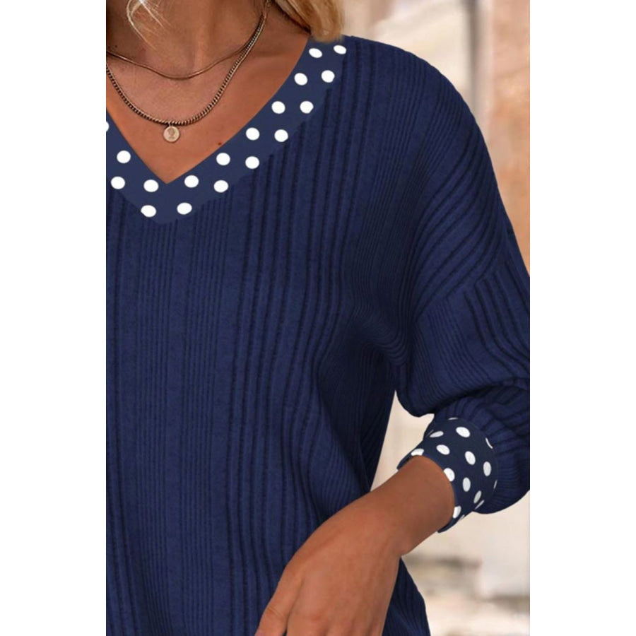 Polka Dot Bowknot Long Sleeve Blouse Apparel and Accessories
