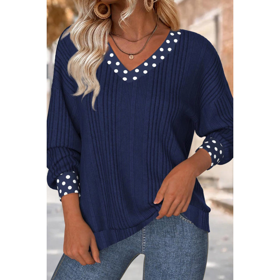 Polka Dot Bowknot Long Sleeve Blouse Apparel and Accessories