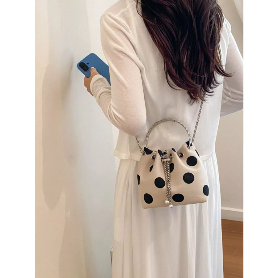Polka Dot Bucket Crossbody Bag Beige / onesize Apparel and Accessories
