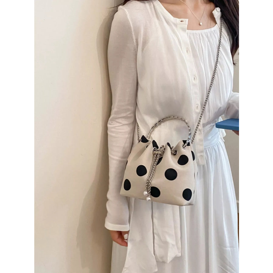 Polka Dot Bucket Crossbody Bag Beige / onesize Apparel and Accessories