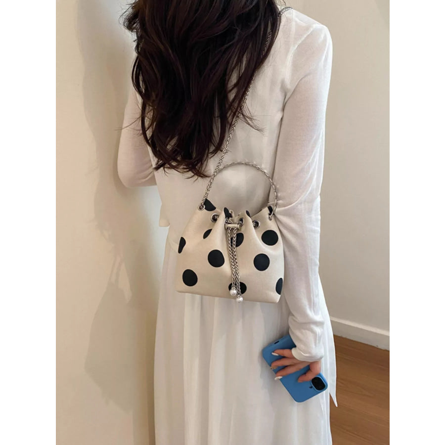 Polka Dot Bucket Crossbody Bag Beige / onesize Apparel and Accessories