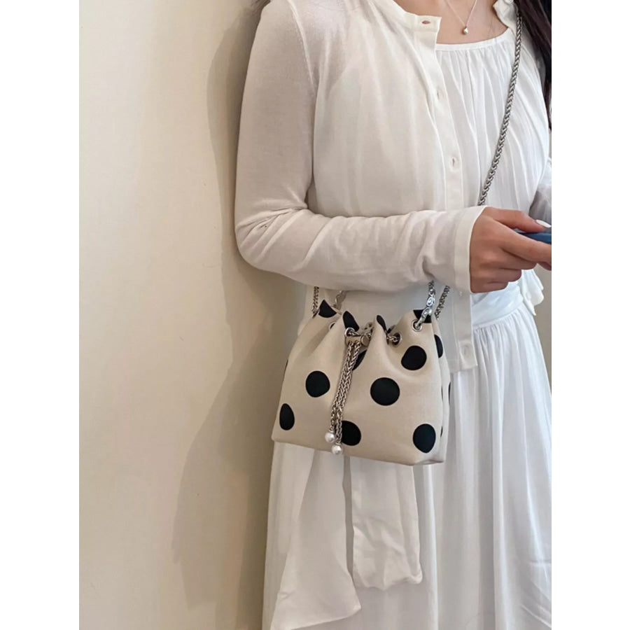 Polka Dot Bucket Crossbody Bag Beige / onesize Apparel and Accessories