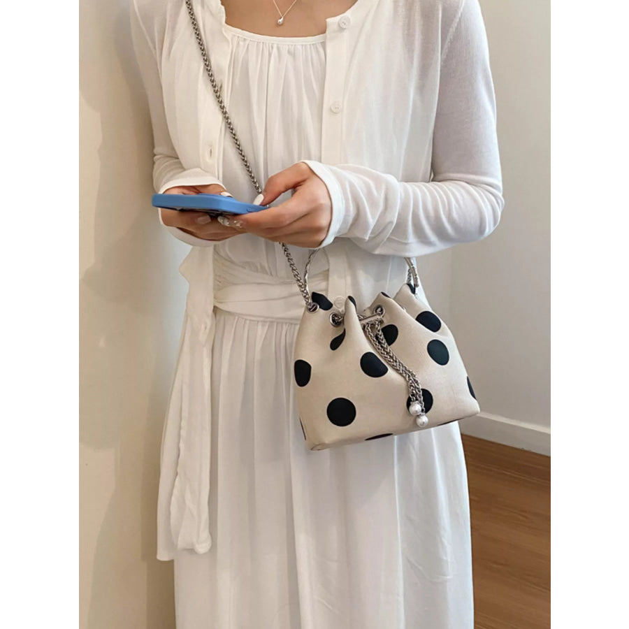 Polka Dot Bucket Crossbody Bag Beige / onesize Apparel and Accessories