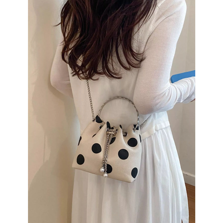 Polka Dot Bucket Crossbody Bag Beige / onesize Apparel and Accessories