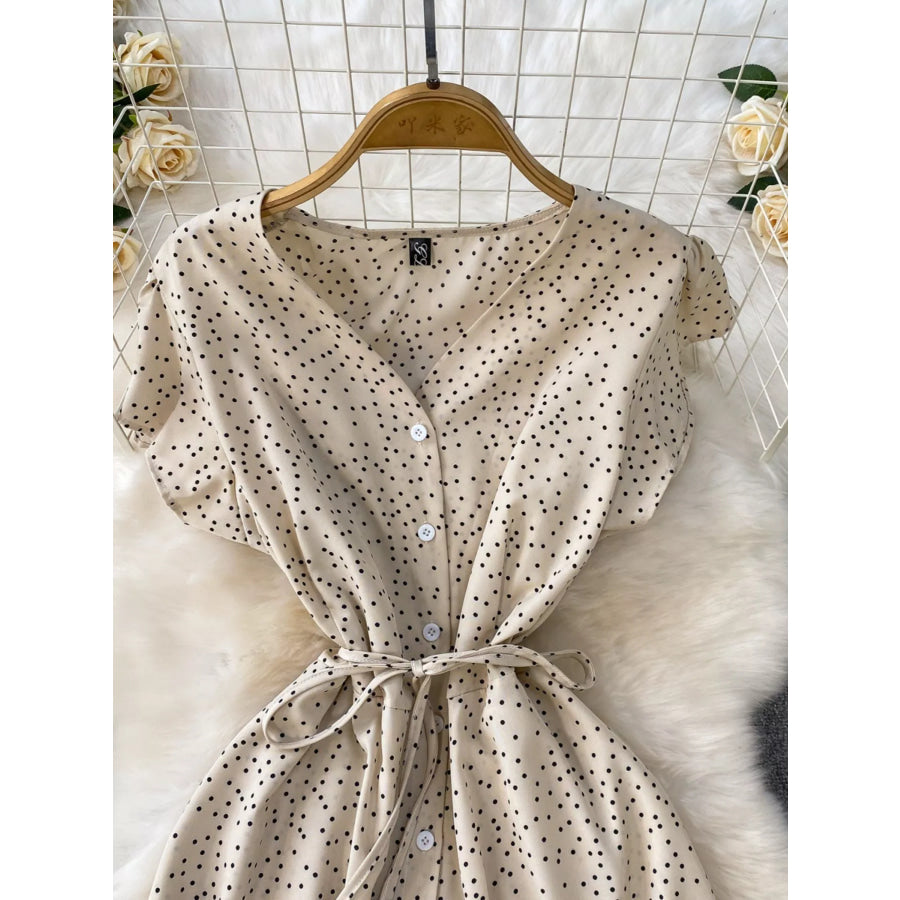 Polka Dot Button-Down Dress Apparel and Accessories