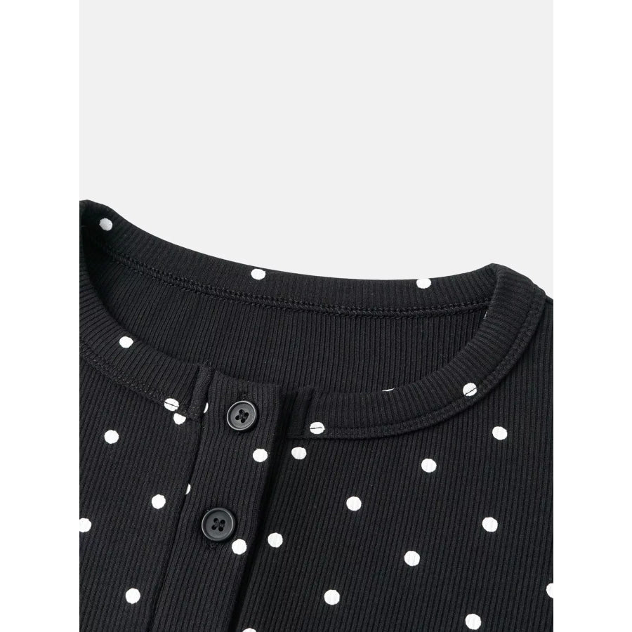 Polka Dot Button-Down Knit Cardigan Apparel and Accessories