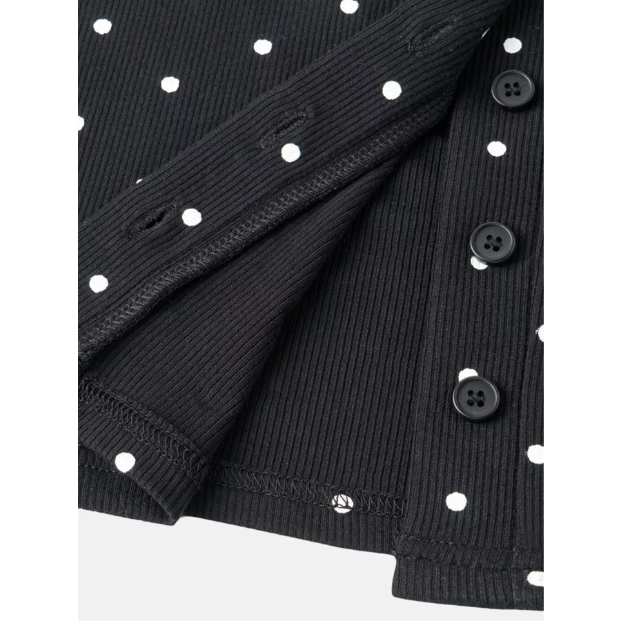 Polka Dot Button-Down Knit Cardigan Apparel and Accessories