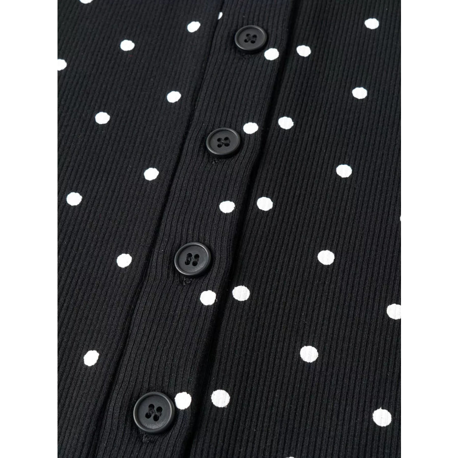 Polka Dot Button-Down Knit Cardigan Apparel and Accessories