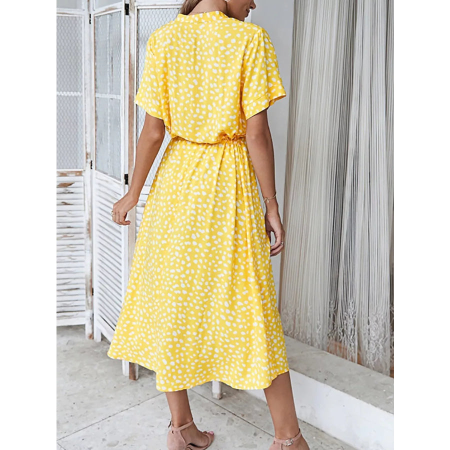 Polka Dot Button Front Midi Dress Apparel and Accessories