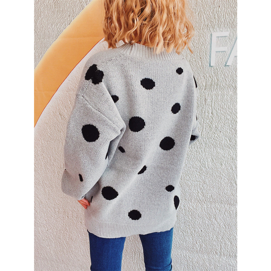 Polka Dot Button Up Cardigan Apparel and Accessories