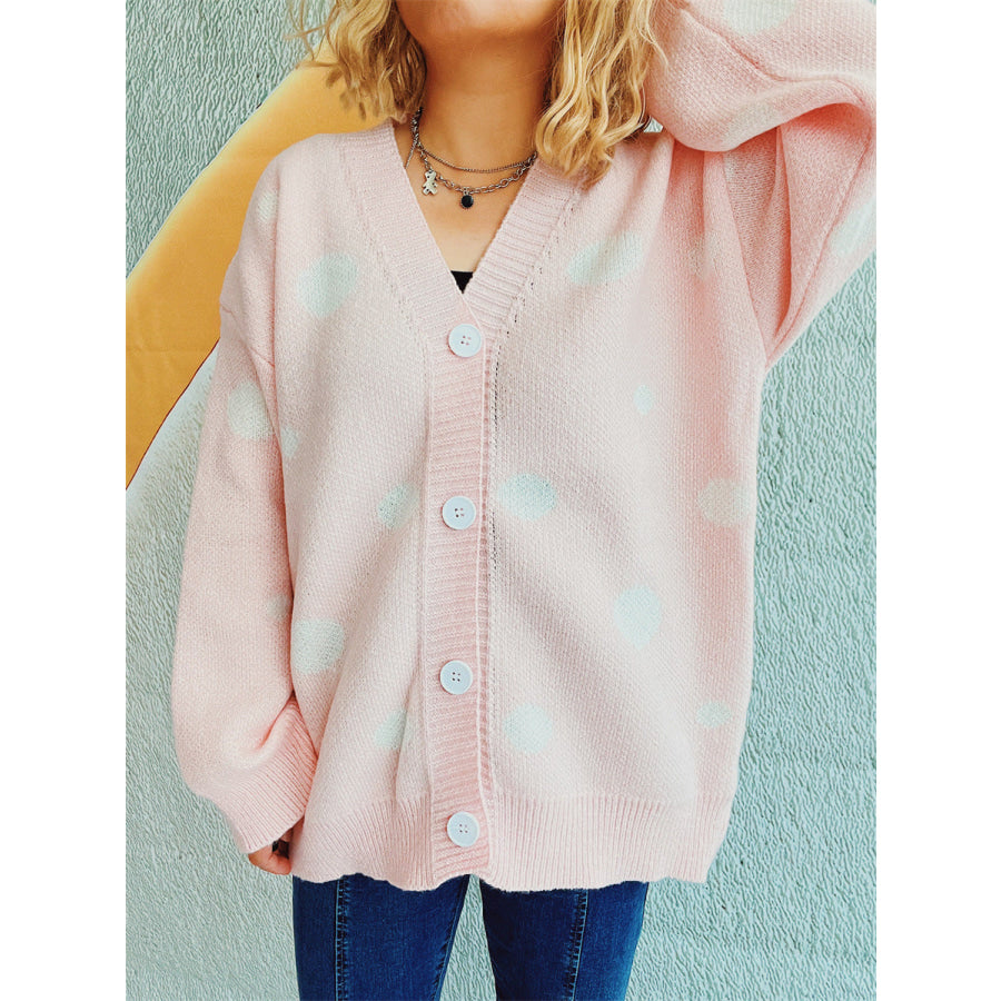 Polka Dot Button Up Cardigan Apparel and Accessories