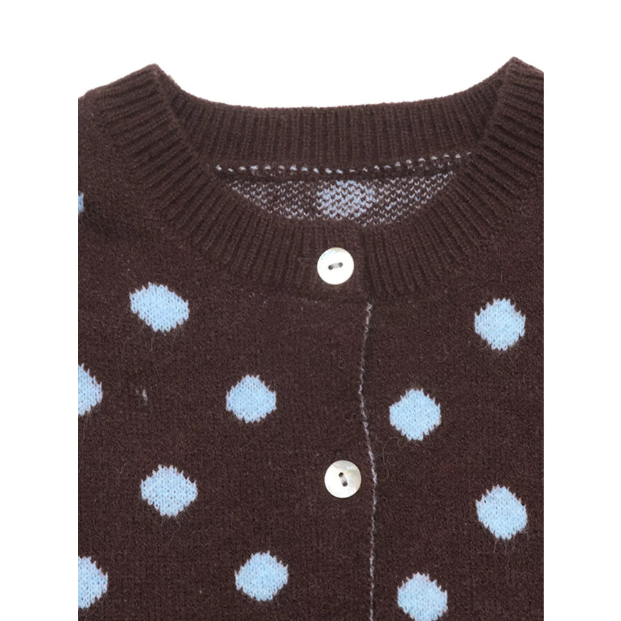 Polka Dot Button Up Cardigan Apparel and Accessories