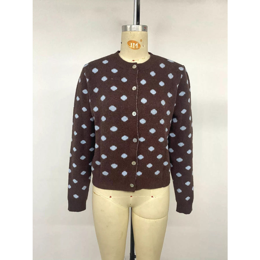Polka Dot Button Up Cardigan Apparel and Accessories