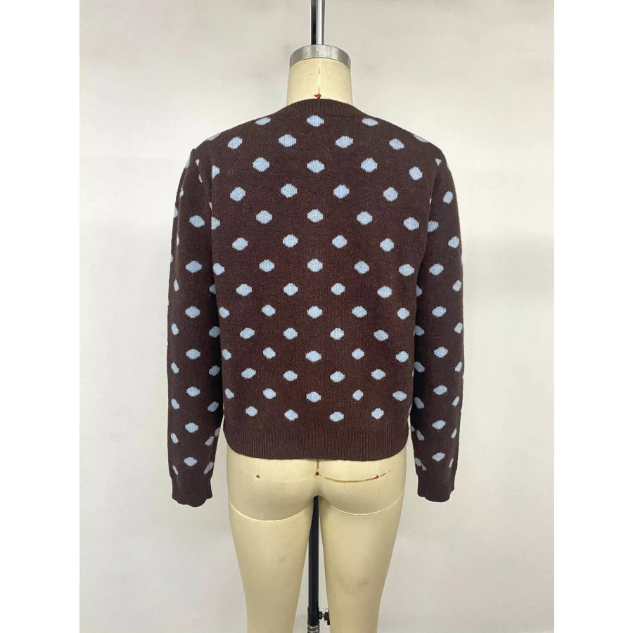 Polka Dot Button Up Cardigan Apparel and Accessories