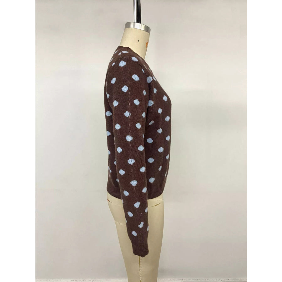 Polka Dot Button Up Cardigan Apparel and Accessories