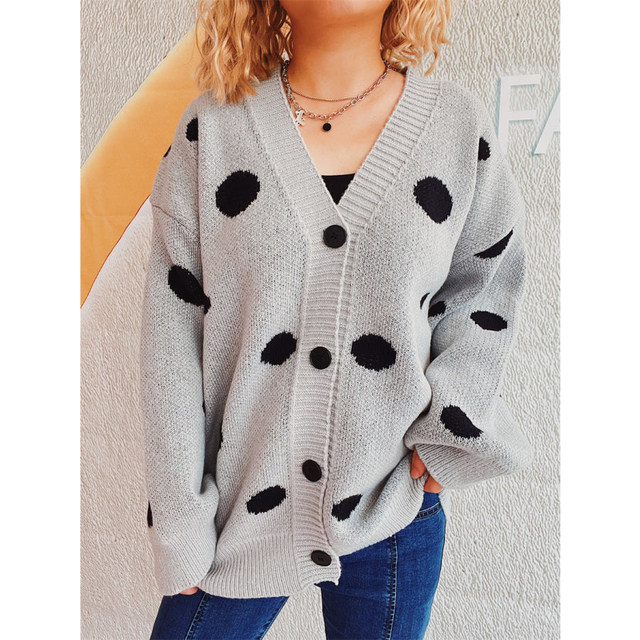 Polka Dot Button Up Cardigan Apparel and Accessories