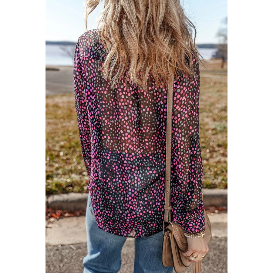 Polka Dot Button Up Shirt Apparel and Accessories