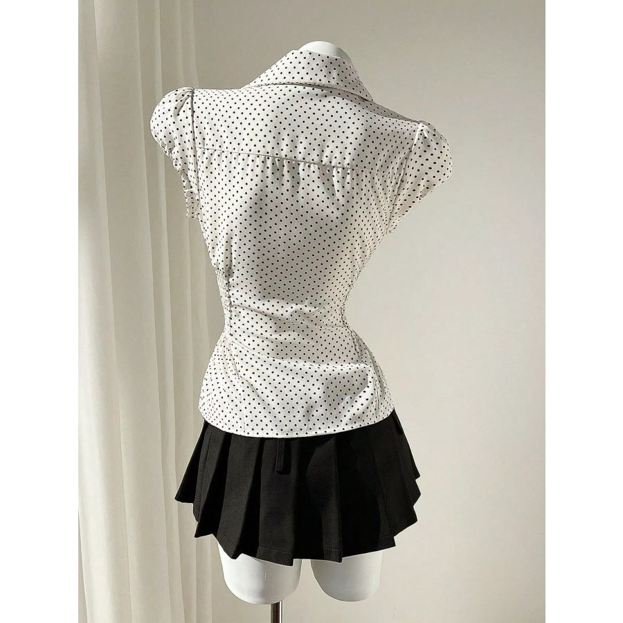 Polka Dot Cap Sleeve Blouse Apparel and Accessories