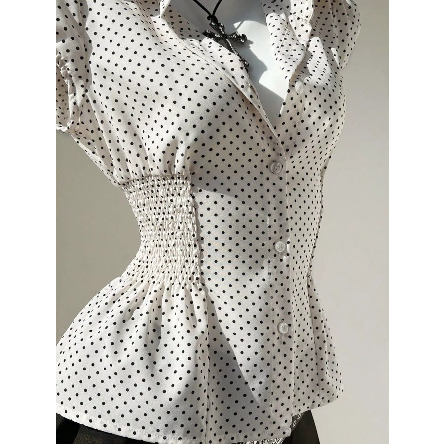 Polka Dot Cap Sleeve Blouse Apparel and Accessories
