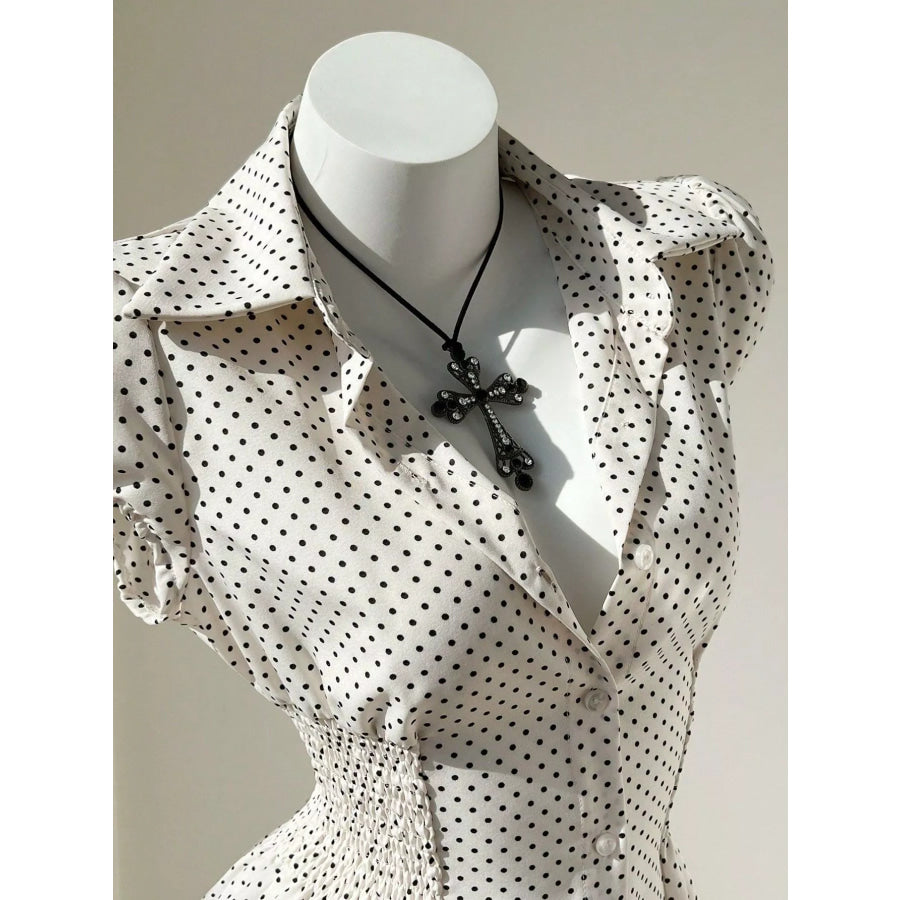Polka Dot Cap Sleeve Blouse Apparel and Accessories