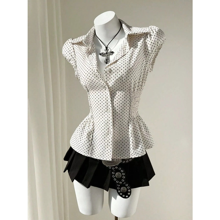 Polka Dot Cap Sleeve Blouse Apparel and Accessories