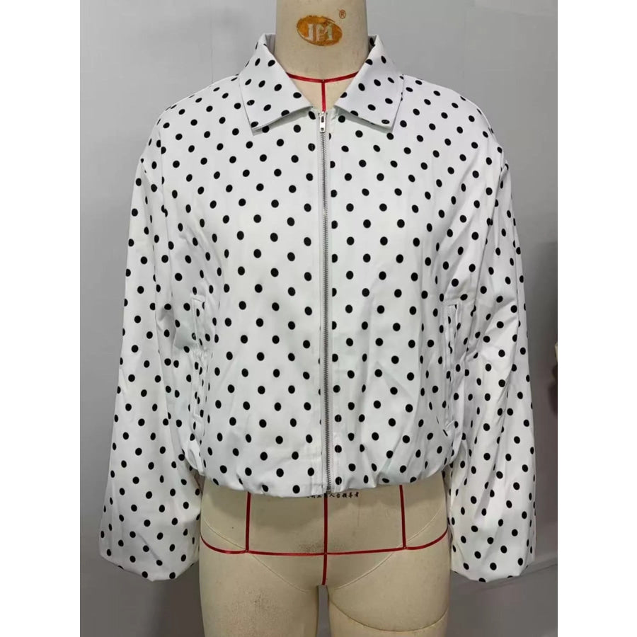 Polka Dot Casual Zip-Up Jacket Apparel and Accessories