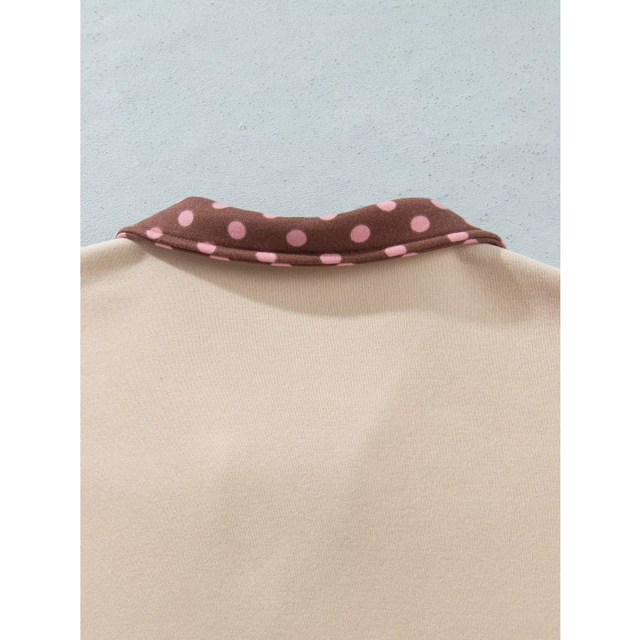 Polka Dot Contrast Baggy Pullover and Elastic Waist Shorts 2pcs Set Apparel Accessories