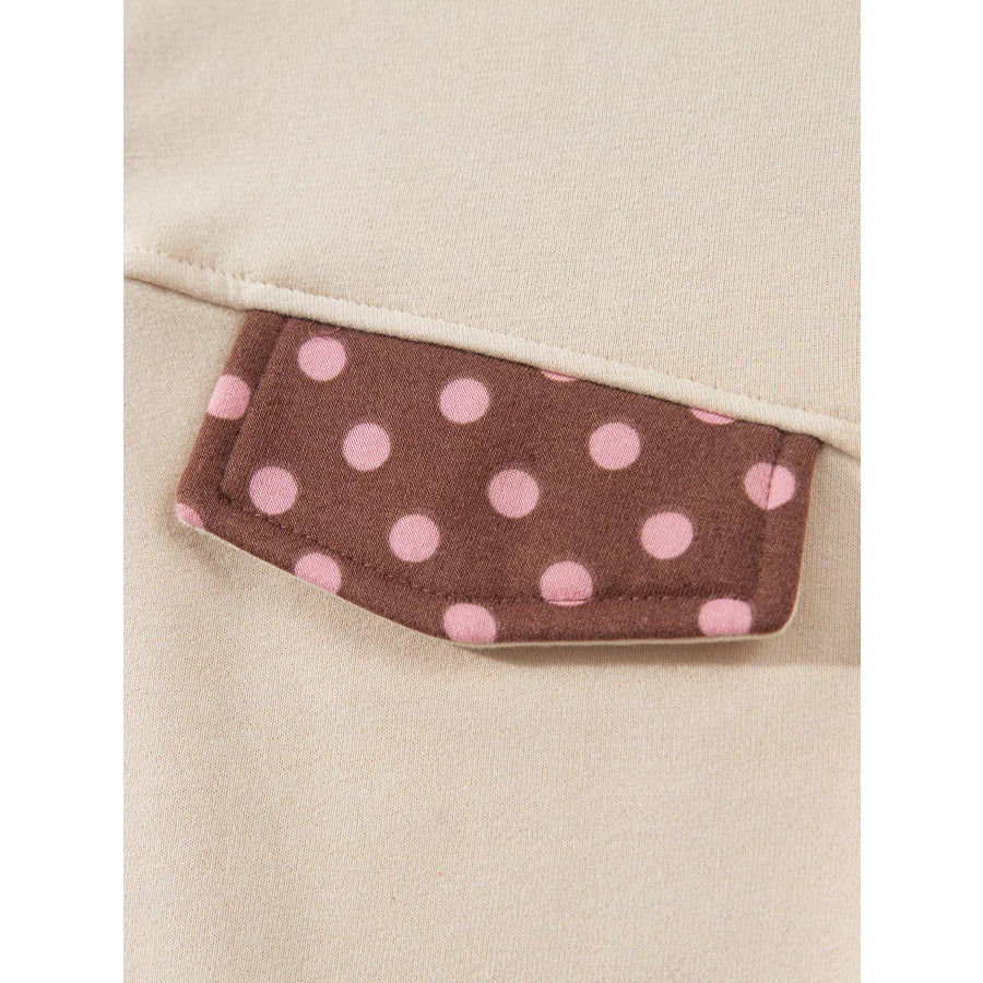 Polka Dot Contrast Baggy Pullover and Elastic Waist Shorts 2pcs Set Apparel Accessories