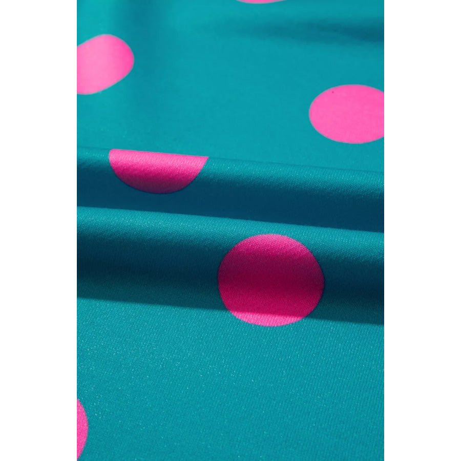 Polka Dot Contrast Patchwork Round Neck Baggy Sweatshirt Apparel and Accessories