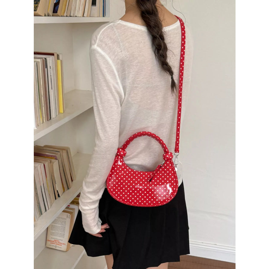 Polka Dot Crescent Crossbody Bag Red / onesize Apparel and Accessories