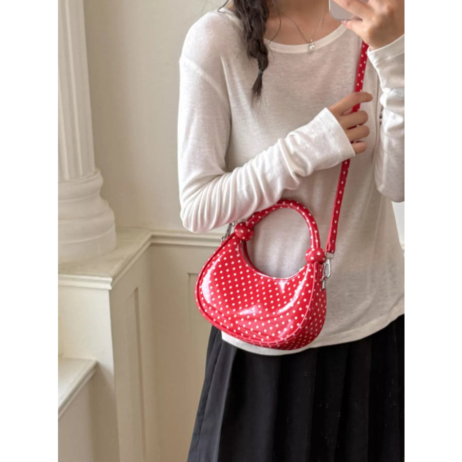 Polka Dot Crescent Crossbody Bag Red / onesize Apparel and Accessories