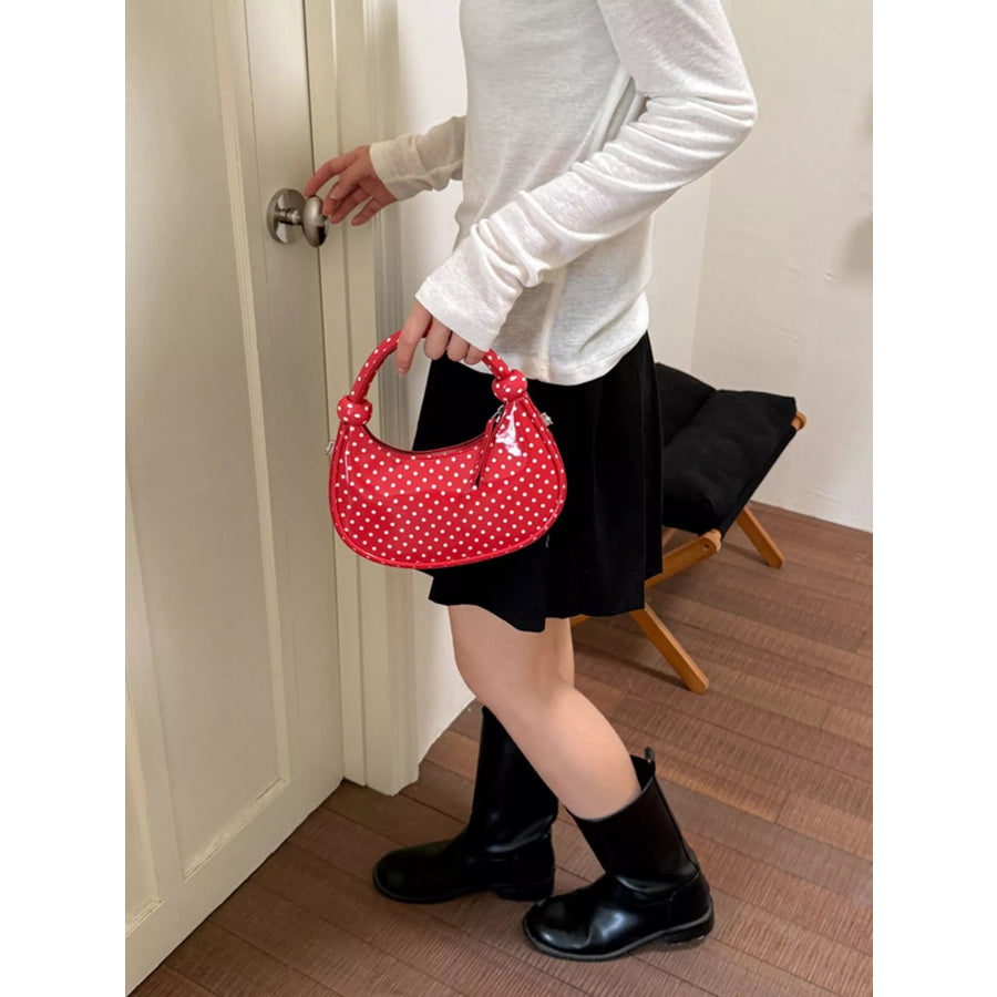 Polka Dot Crescent Crossbody Bag Red / onesize Apparel and Accessories