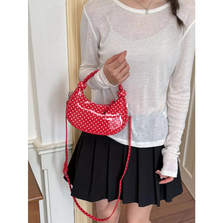 Polka Dot Crescent Crossbody Bag Red / onesize Apparel and Accessories