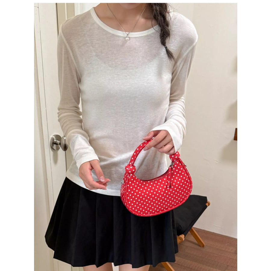 Polka Dot Crescent Crossbody Bag Red / onesize Apparel and Accessories
