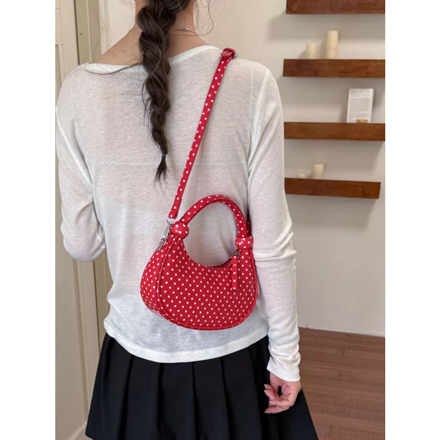 Polka Dot Crescent Crossbody Bag Red / onesize Apparel and Accessories