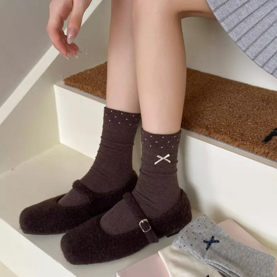 Polka Dot Crew Socks Chocolate / onesize Apparel and Accessories