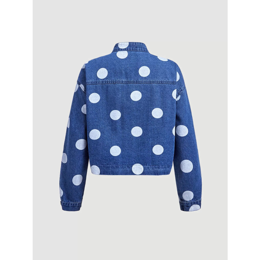 Polka Dot Cropped Denim Jacket Apparel and Accessories