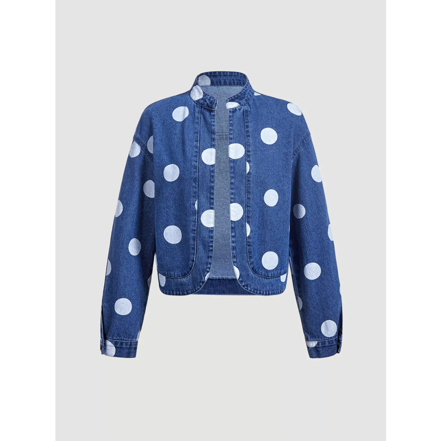 Polka Dot Cropped Denim Jacket Blue / XS Apparel and Accessories