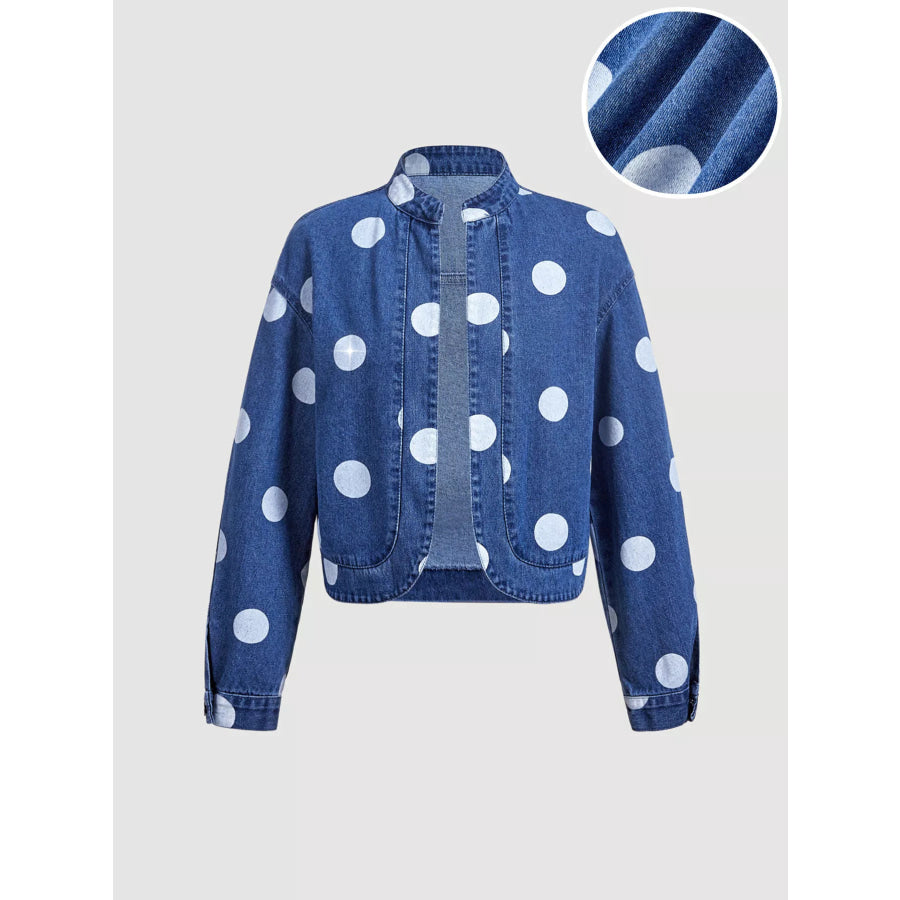 Polka Dot Cropped Denim Jacket Blue / XS Apparel and Accessories