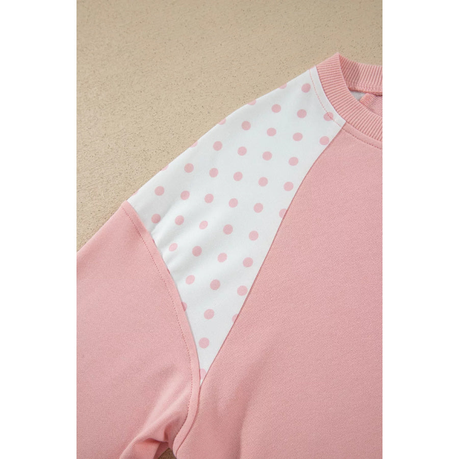 Polka Dot Cropped Sweatshirt and Wide-Leg Pants Set Apparel Accessories