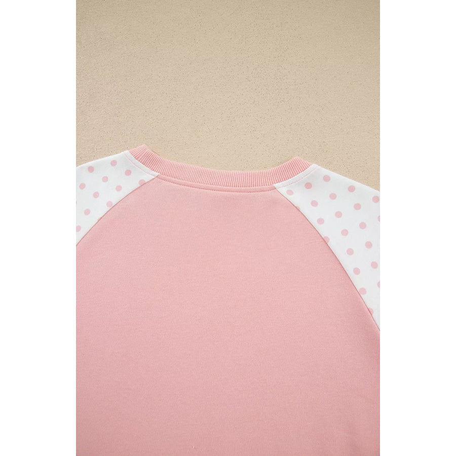 Polka Dot Cropped Sweatshirt and Wide-Leg Pants Set Apparel Accessories