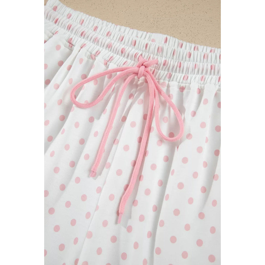Polka Dot Cropped Sweatshirt and Wide-Leg Pants Set Apparel Accessories
