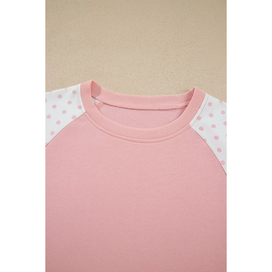 Polka Dot Cropped Sweatshirt and Wide-Leg Pants Set Apparel Accessories