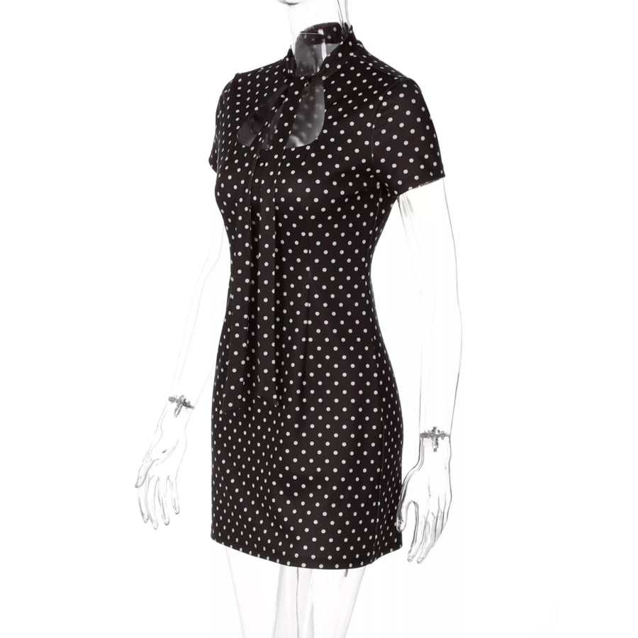 Polka Dot Cut-Out Front Mini Dress Apparel and Accessories
