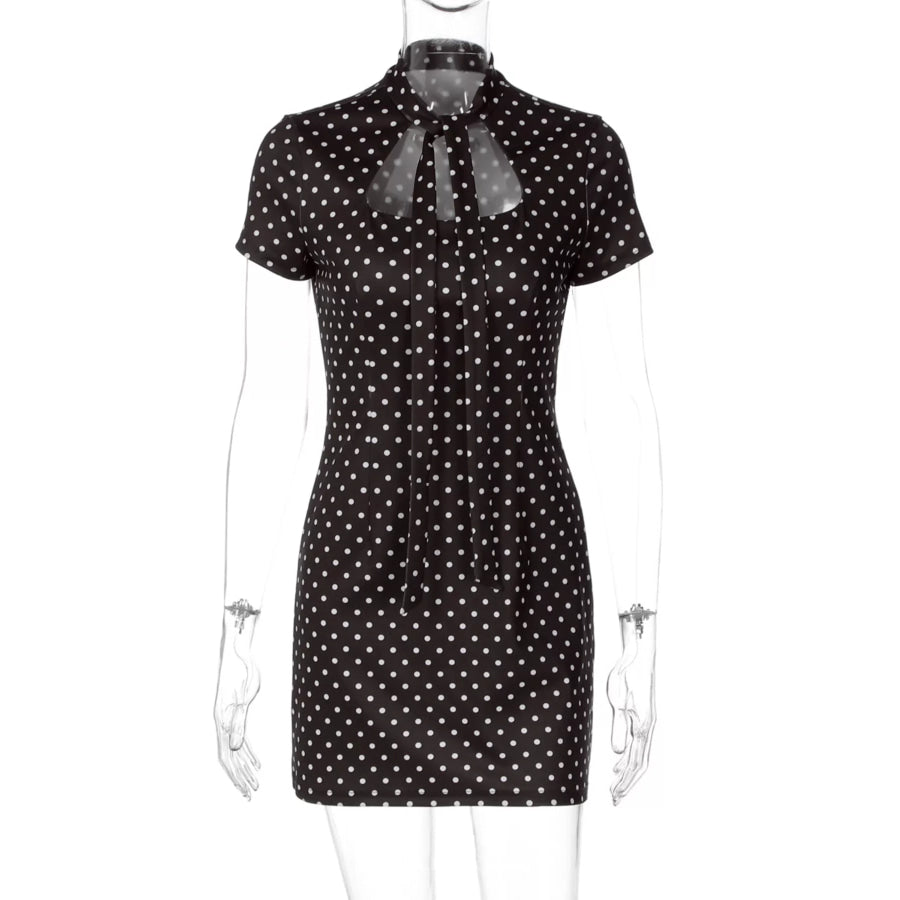 Polka Dot Cut-Out Front Mini Dress Apparel and Accessories