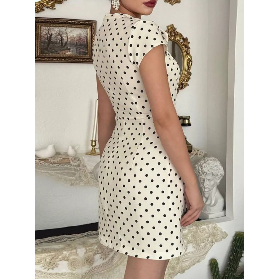 Polka Dot Cut-Out Front Mini Dress Apparel and Accessories