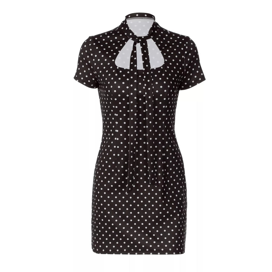 Polka Dot Cut-Out Front Mini Dress Apparel and Accessories