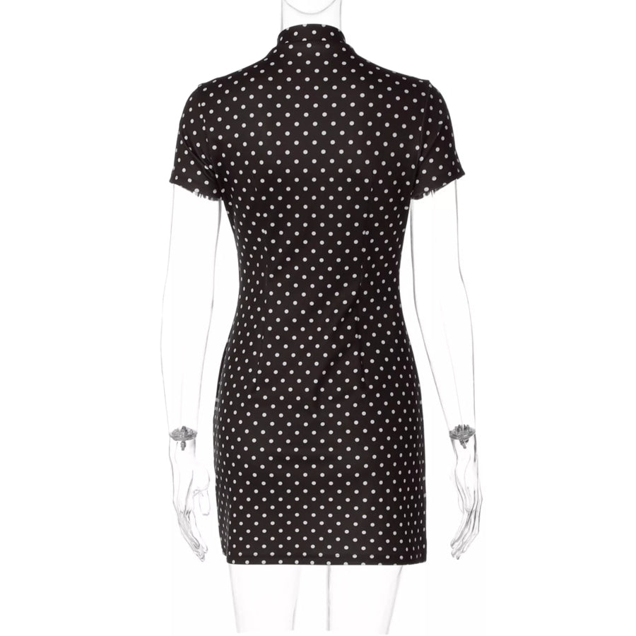 Polka Dot Cut-Out Front Mini Dress Apparel and Accessories